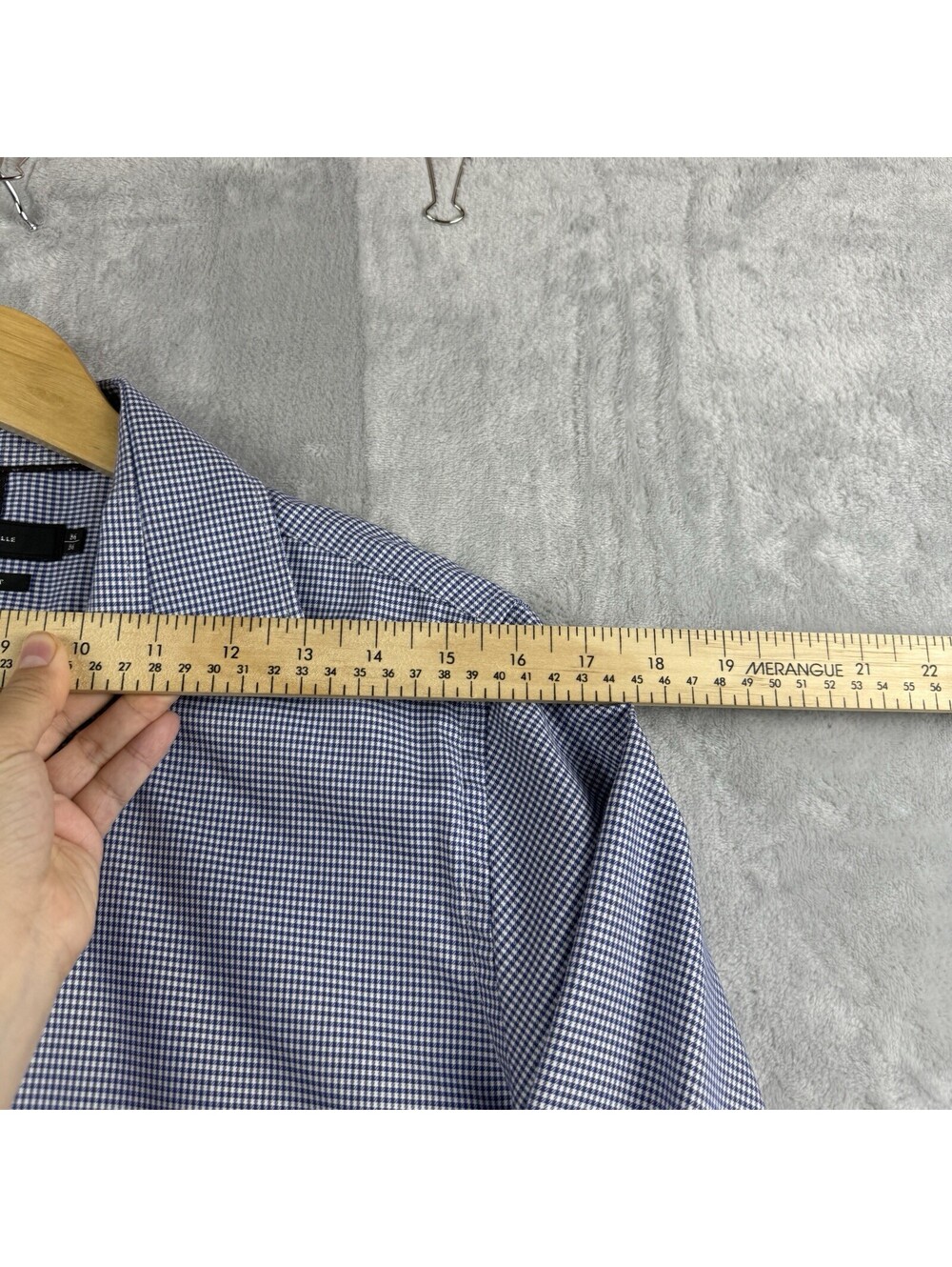 Arturo Calle Mens M Blue Check Dress Shirt Regular Fit Long Sleeve Button Preppy - Picture 9 of 11